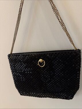 Vintage 80s Black Liquid Metal Mesh Shoulder Bag